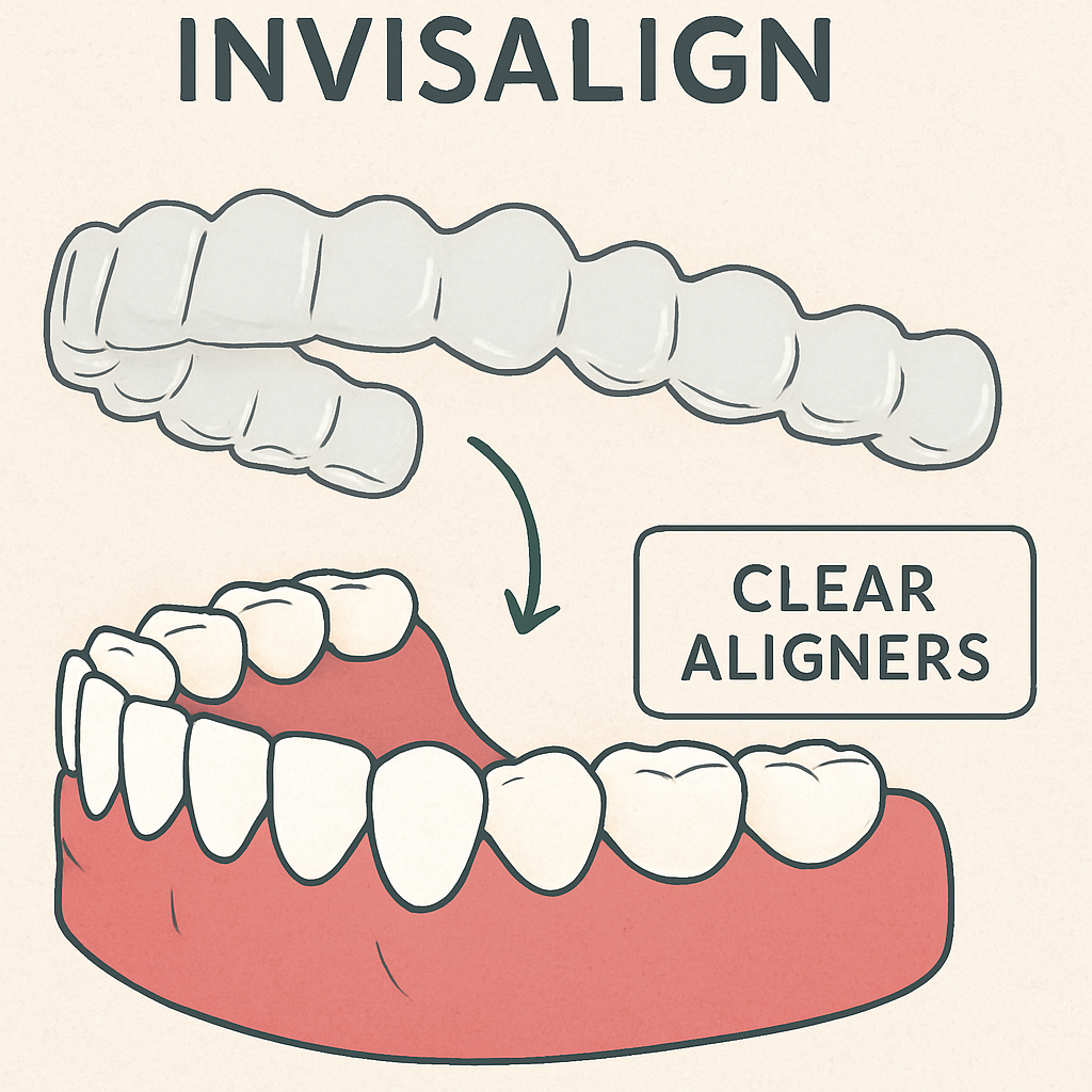 6fdc4935-841f-4701-9f48-f003aa3250c9 - The Dentist Lounge Illustration showing Invisalign clear aligners