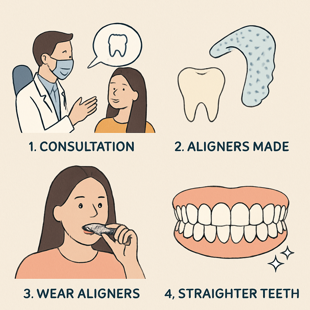 a0a0d5c9-3757-44ec-8add-cbae580989a0 - The Dentist Lounge Illustration of the Invisalign treatment process