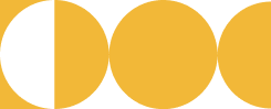 Abstract logo showing three orange circles in a row on a black background, with the leftmost circle partially cut by the edge.